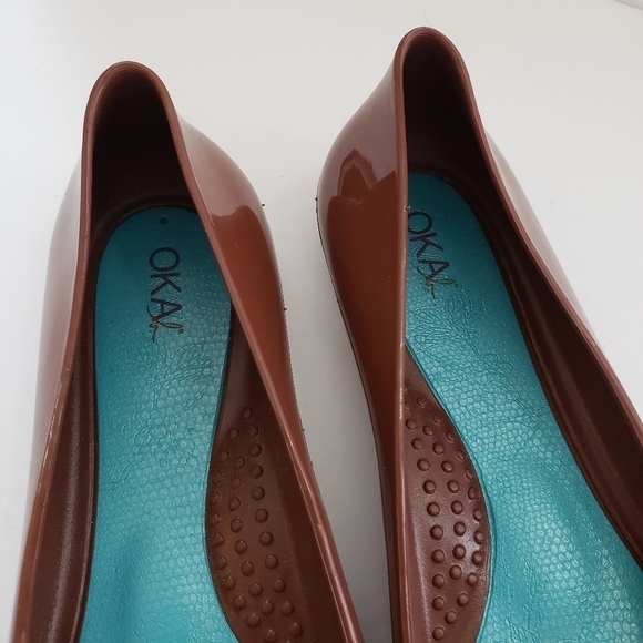 Oka B Brown Jelly Round Toe Ballet Flats Slip On Size 7 EUC - Picture 5 of 9